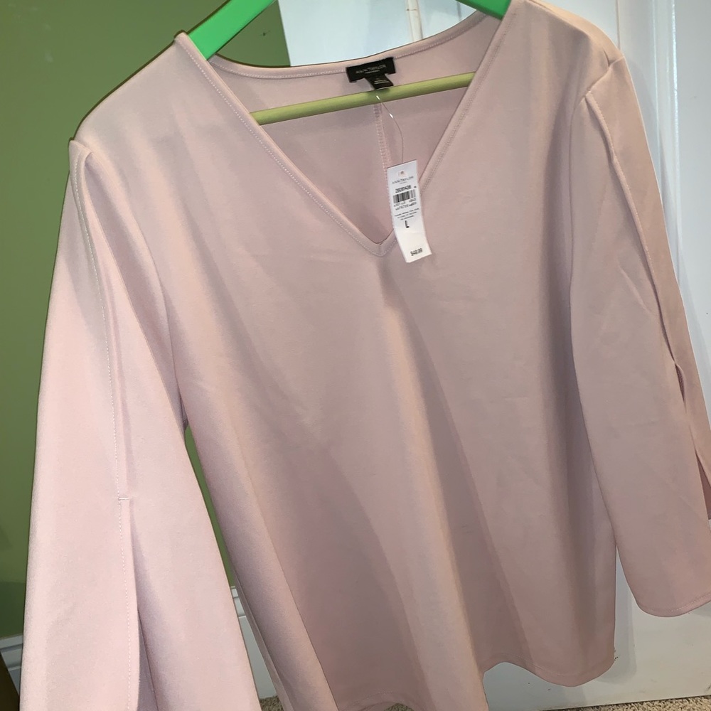 Ann Taylor factory pink long sleeve blouse large